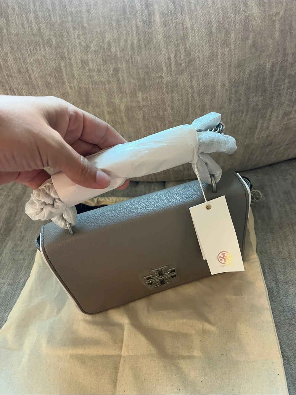 NWT TORY BURCH Gray Britten Adjustable Shoulder Bag